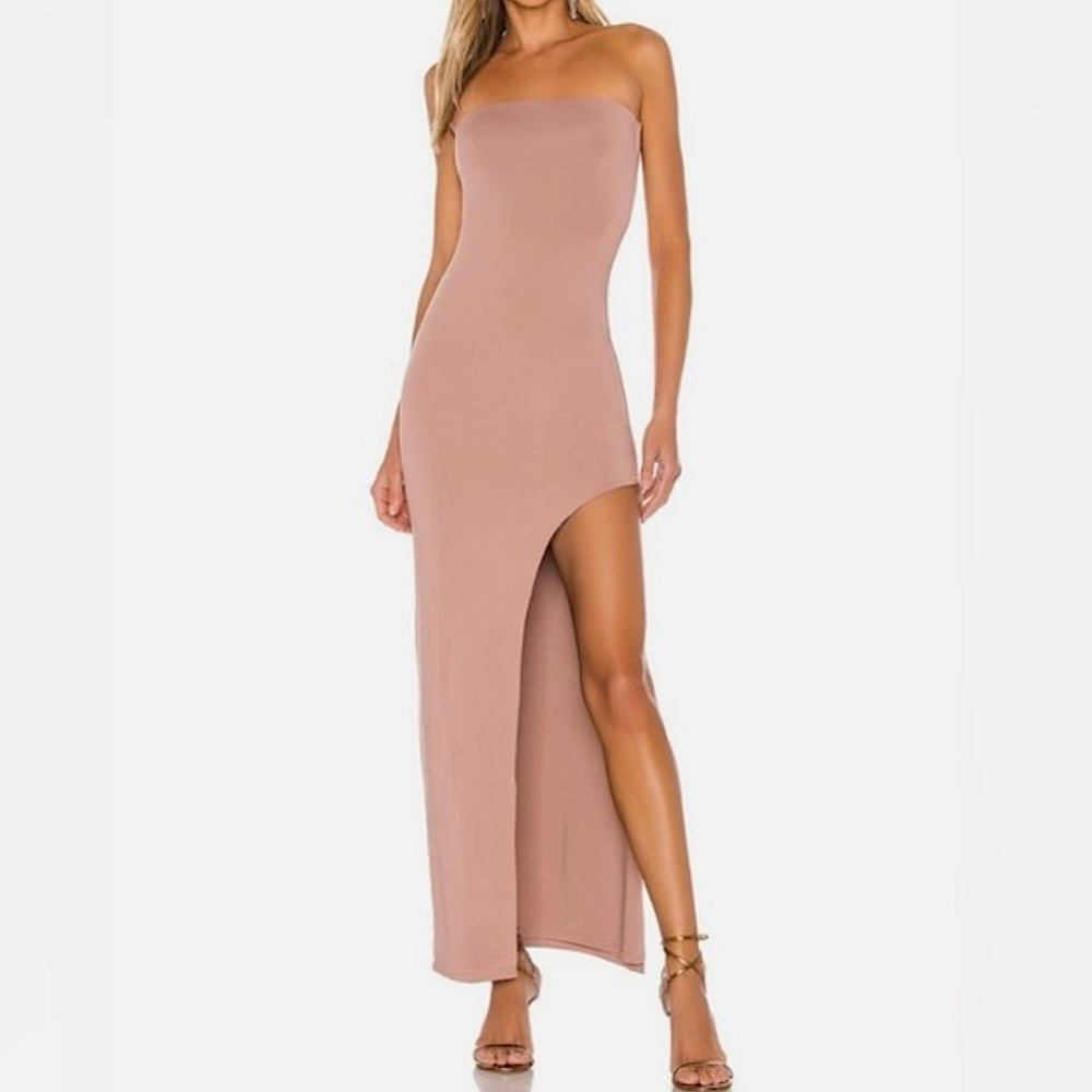 Revolve Superdown Toni Slit Maxi Dress in Mocha